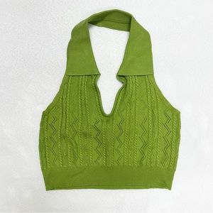Green Knit Halter Top